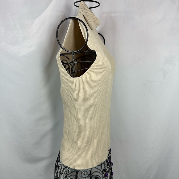 Jones New York ribbed tan turtleneck sleeveless tank size S - Picture 7 of 10